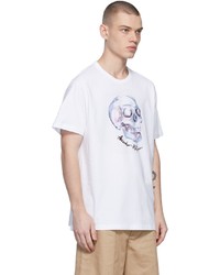Alexander McQueen White Watercolor Skull T Shirt