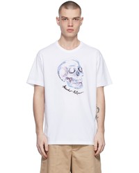 Alexander McQueen White Watercolor Skull T Shirt