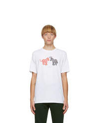 Ps By Paul Smith White Zebra Halo And Devil T Shirt