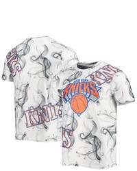 FISLL Whiteblack New York Knicks Asymmetric Bold Smoke T Shirt