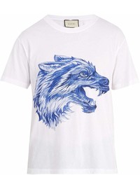 Gucci Wolf Print Cotton T Shirt