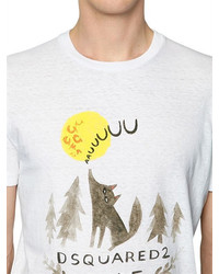 DSQUARED2 Wolf Printed Cotton Jersey T Shirt