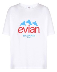 Balmain X Evian Logo Print T Shirt