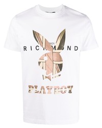 John Richmond X Playboy Union Jack Logo Print T Shirt