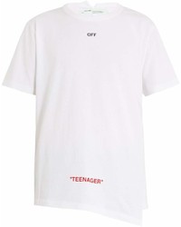 Off-White Youth Print Crew Neck Cotton T Shirt