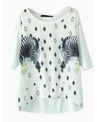 Choies Zebra Pattern And Diamond Print T Shirt