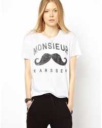 Zoe Karssen T Shirt With Moustache Print
