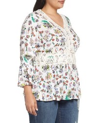 Melissa McCarthy Plus Size Seven7 Print Peplum Blouse