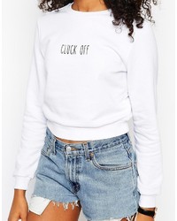Asos Collection Cropped Sweatshirt With Cluck Off Embroidery