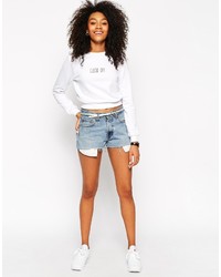 Asos Collection Cropped Sweatshirt With Cluck Off Embroidery