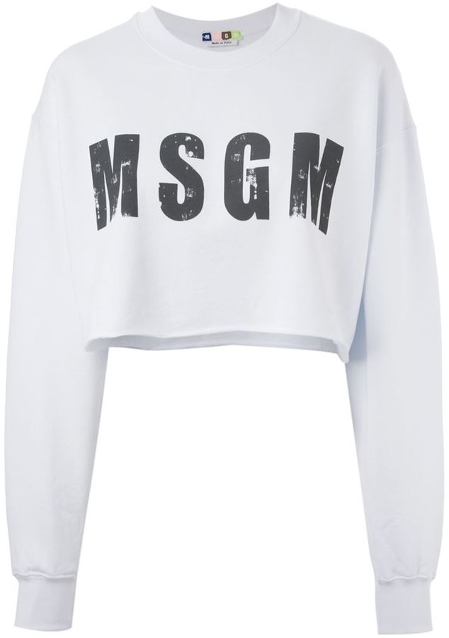 MSGM Logo Print Cropped Sweatshirt, $133 | farfetch.com | Lookastic