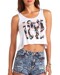Charlotte Russe Floral Print Love Graphic Crop Top
