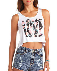 Charlotte Russe Floral Print Love Graphic Crop Top