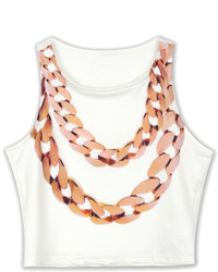 Choies Chain Necklace Print Crop Top