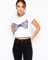 Asos Collection Cropped T Shirt With Sketchy Bow Print
