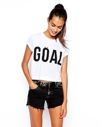 Asos Crop T Shirt With Goal Print White