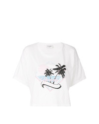 Saint Laurent Cropped Palm Print T Shirt