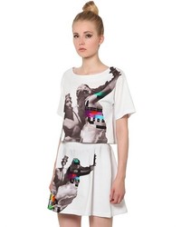 Frankie Morello Cropped Printed Cotton Jersey T Shirt