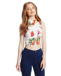 XOXO Juniors Printed Cropped Button Up Top