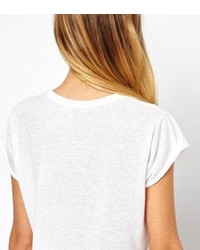 ChicNova Letter Print Loose Fit Round Neck Short Sleeves White T Shirt