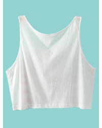Choies White Crop Top T Shirt With America Flag Print