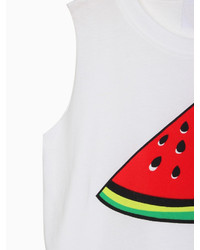 Choies White Crop Top With Watermelon Print