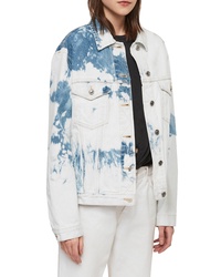 AllSaints Sage Oversize Bleach Detail Cotton Denim Jacket