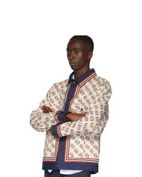 Gucci White Denim Oversized Gg Print Jacket