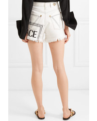 Versace Frayed Printed Denim Shorts