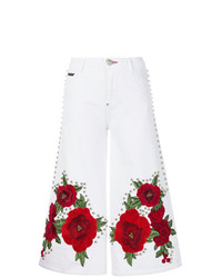 Philipp Plein Embroidered And Studded Cropped Flare Jeans