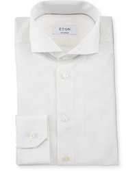 Eton Contemporary Fit Pindot Print Dress Shirt White