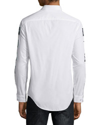 Moschino Uomo Button Front Printed Dress Shirt White