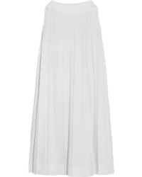 Maison Margiela Pleated Printed Jersey Crepe Dress White