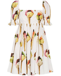 Dolce & Gabbana Printed Cotton Poplin Mini Dress White