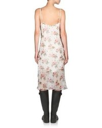 Saint Laurent Rose Print Slip Dress