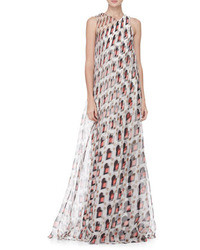 Carolina Herrera Sl Diamond Swirl Print Gown