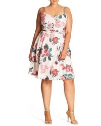 City Chic Floral Print Fit Flare Dress