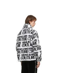 VERSACE JEANS COUTURE White Fleece All Over Logo Jacket