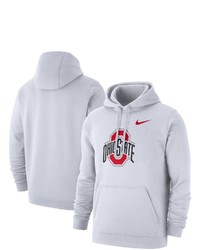 Nike White Ohio State Buckeyes Primary Logo Club Fleece Pullover Hoodie
