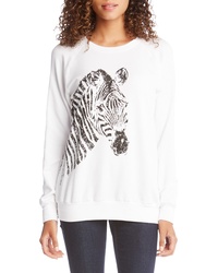 White Print Fleece Sweatshirt