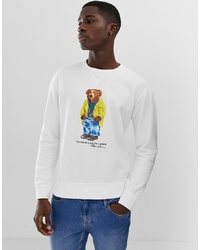 Polo Ralph Lauren Super Soft Fleece Crew Neck Sweatshirt With Large Bear Print In White