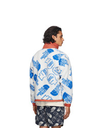 Brain Dead Blue And White The North Face Edition Zip Up Sweater