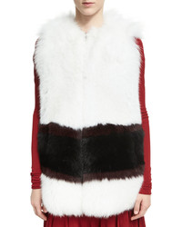 Derek Lam Graphic Stripe Fox Fur Vest