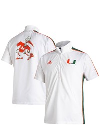adidas White Miami Hurricanes Football Strategy Half Zip Short Sleeve Jacket At Nordstrom