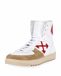 Off-White 70s Leather Suede High Top Sneakers Whitered