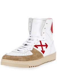 Off-White Co Virgil Abloh 70s Leather Suede High Top Sneaker Whitered