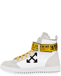 Off-White Co Virgil Abloh Suede Leather High Top Sneaker Whiteblack