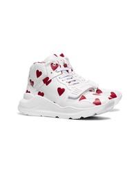 Burberry Heart Print Leather High Top Sneakers