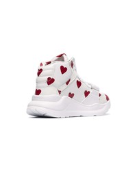 Burberry Heart Print Leather High Top Sneakers