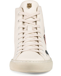 Gucci Major Snake Print Leather High Top Sneakers White